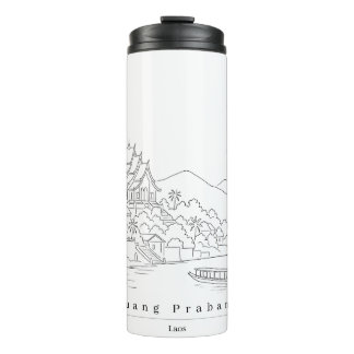 Luang Prabang Laos Minimalistische Linienkunst Thermosbecher
