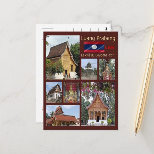Luang Prabang - Laos - Mosaik - Postkarte (Vorderseite/Rückseite Beispiel)