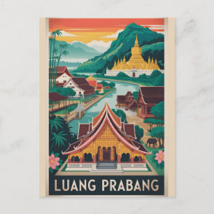Luang Prabang Laos Retro-Reiseposter-Kunst Feiertagspostkarte