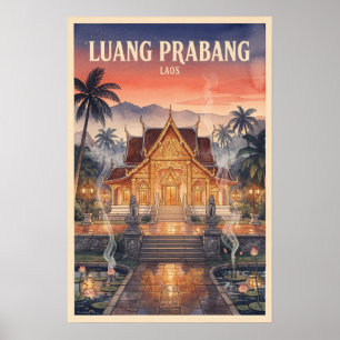 Luang Prabang Laos Vintage Reise Poster