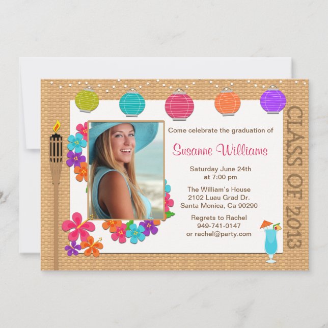 Luau Abschluss Invitation Class of 2013 Einladung (Vorderseite)