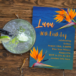 Luau Adult Birthday Party Hawaiian Flowers Einladung