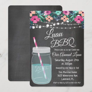 Luau Aloha Mason-Glas-Einladung Einladung