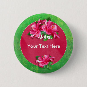 Luau Aloha rosa Hibiskus-Knöpfe Button