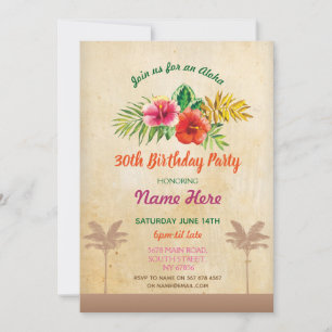 Luau Aloha Vintage Geburtstagsparty Tropical Einla Einladung