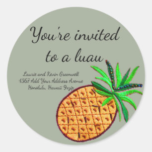 Luau Ananas-Umschlag Aufkleber-Rücksendeadresse Runder Aufkleber