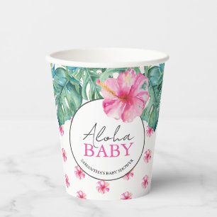 Luau Baby Shower Tropical Hibiskus Blume Pappbecher
