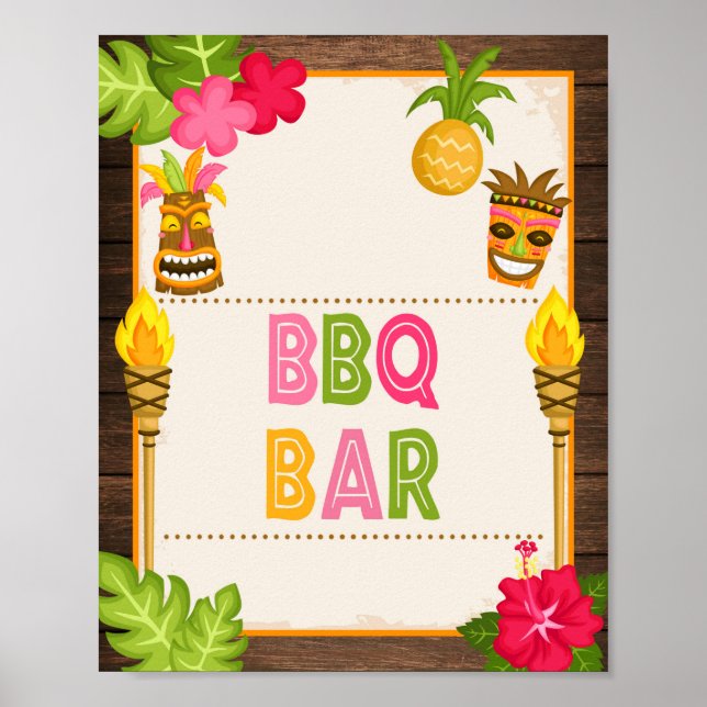 Luau BBQ-Bar-Schild Poster (Vorne)