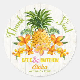 Luau Beach Tropical Floral Danke Label Runder Aufkleber