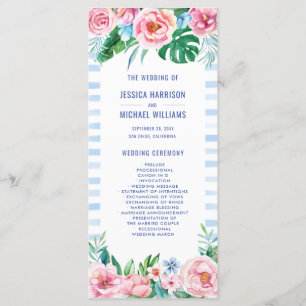 Luau Beach Tropical Floral Hawaiian Wedding Programm