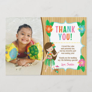 Luau Birthday Danke, Card mit Foto Einladung