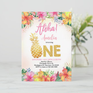 Luau Birthday Invitation Girl First Birthday Invit Einladung