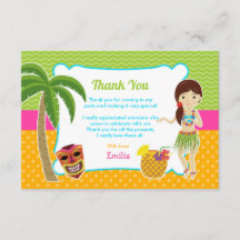 Luau Birthday Party Danke Card