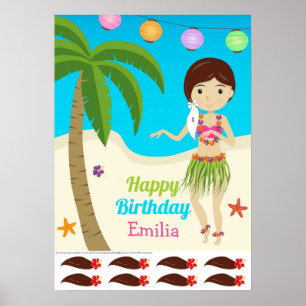 Luau Birthday Party Hawaiian Button Das Schwanz Ga Poster