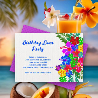 Luau Birthday Party Lila Hibiskus Swag Einladung