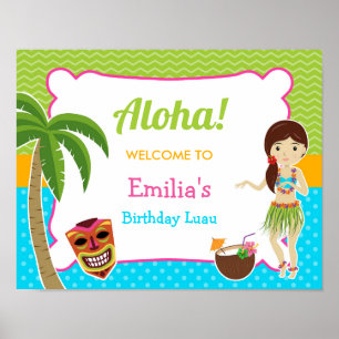 Luau Birthday Party Welcome Sign Poster