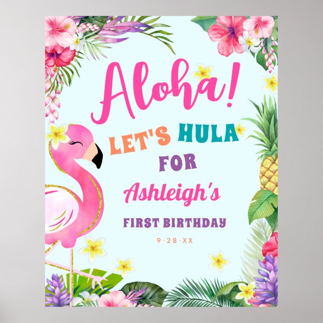 Luau Birthday Tropical Welcome Sign Poster (Vorne)