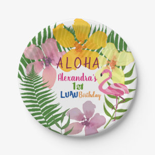 Luau-Blumen 1. Geburtstag Pappteller