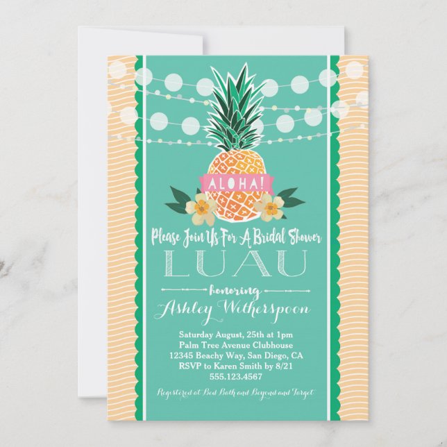 Luau Bridal Dusche Einladung (Vorderseite)