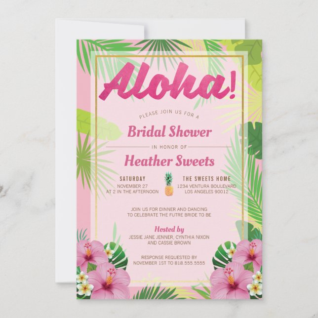 Luau Bridal Dusche Einladung (Vorderseite)