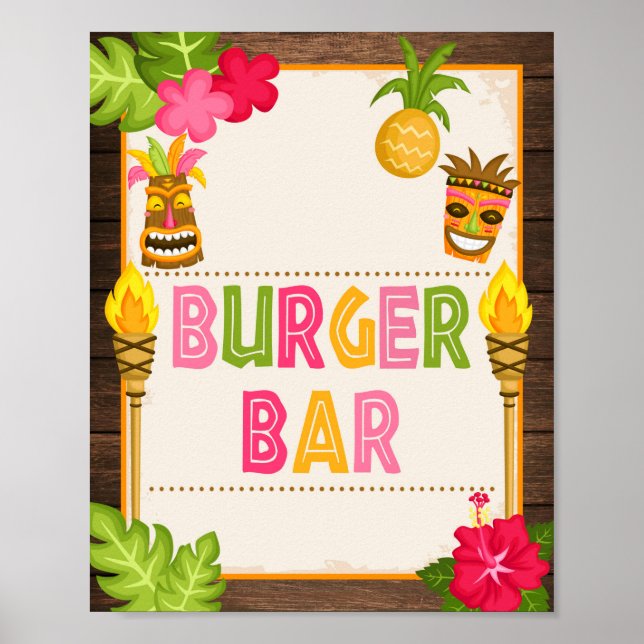 Luau Burger Bar Sign Poster (Vorne)