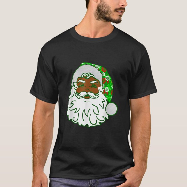 Luau Christmas Hawaiian Black African Santa Hawaii T-Shirt (Vorderseite)