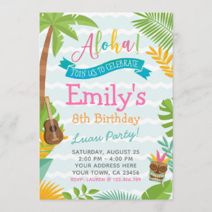 Luau Einladung, Pool Party Einladung