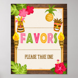 Luau Favors Sign Poster