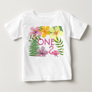Luau Flamingo 1. Geburtstagsmädchen Baby T-shirt