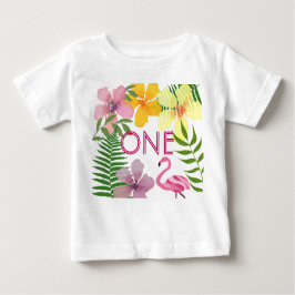 Luau Flamingo 1st Birthday Girl Baby T-shirt