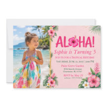 Luau-Foto Rosa Tropische Florale Aloha-Geburtstag