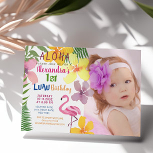 Luau-Foto zum 1. Geburtstag Einladung