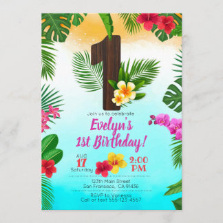 Luau Geburtstag, Einladung Luau Party 1. Geburtsta