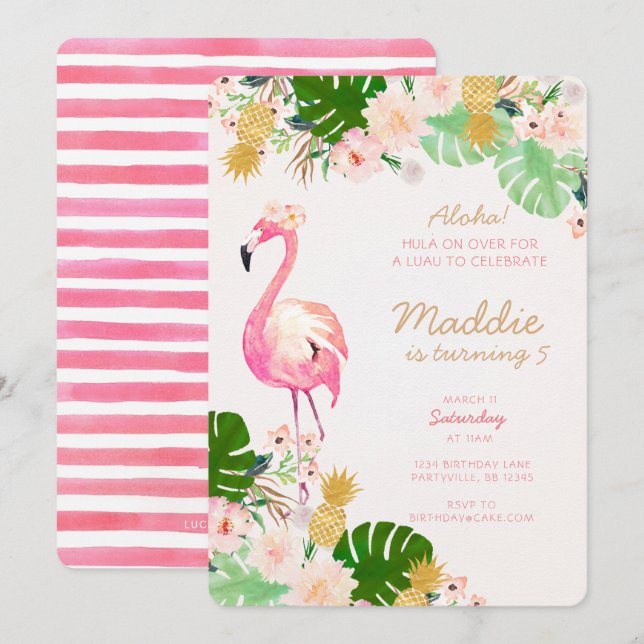 Luau Geburtstags-Einladung Einladung (Vorne/Hinten)