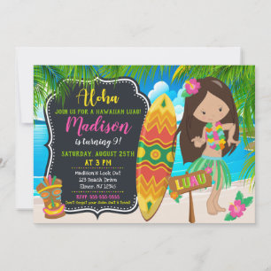 Luau-Geburtstagseinladung Aloha-Einladungen Einladung