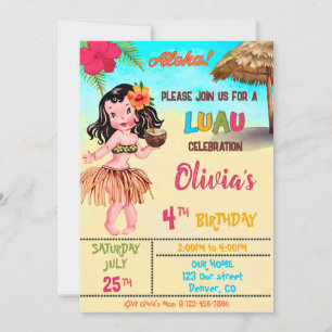 Luau-Geburtstagseinladung Hawaiianische Einladung