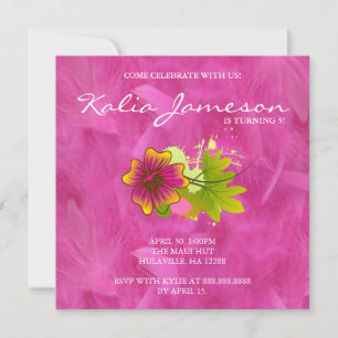 Luau-Geburtstagsfeier-Einladung Hibiskus-Blume-Fed Einladung