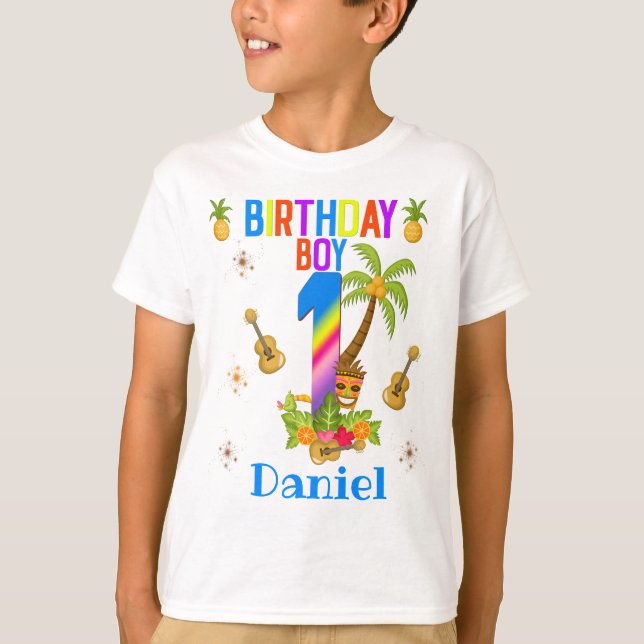Luau Hawaii Hawaiian Pool Boy Birthday Party  T-Shirt (Vorderseite)