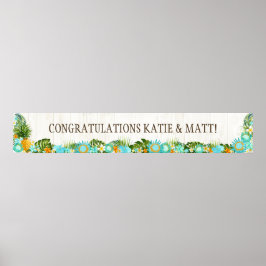 Luau Hawaiian Beach Rustic Wedding Banner Poster