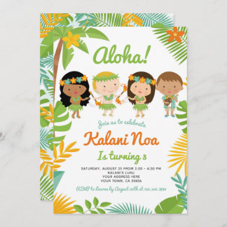 Luau Hawaiian Birthday Einladung