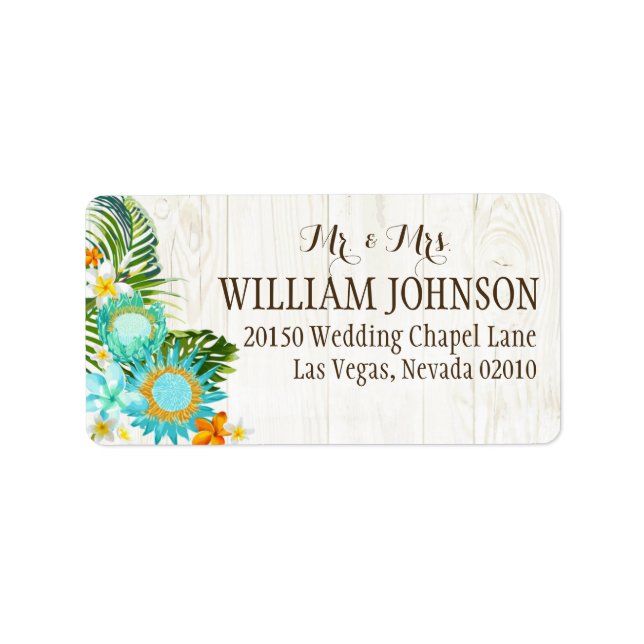Luau Hawaiian Rustic Beach Wedding Label Adressaufkleber (Vorne)