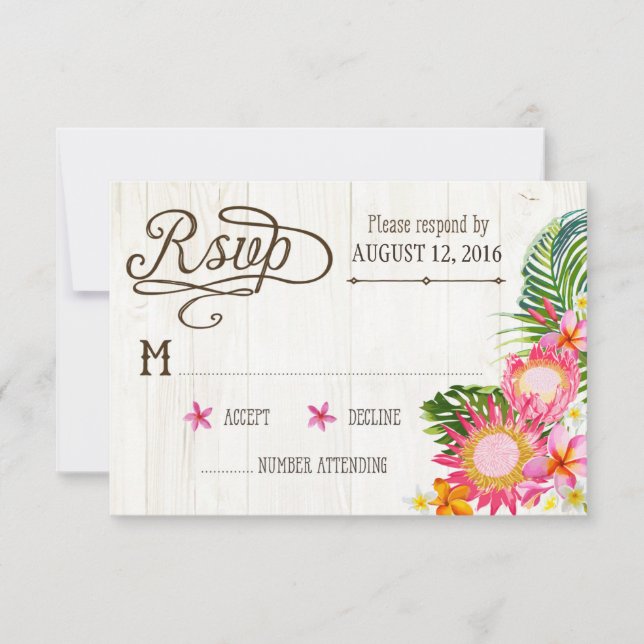 Luau Hawaiian Wedding Beach Rustic Beach RSVP Card (Vorderseite)