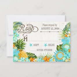 Luau Hawaiian Wedding Beach Rustic Beach RSVP Card
