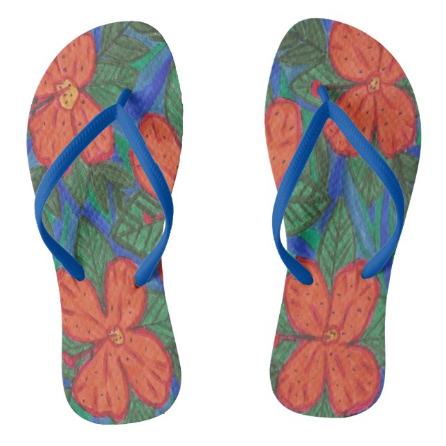 Luau Hibiskus Floral Print Flip Flops (Fußbett)