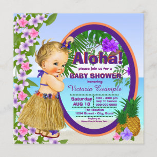 Luau Hula Girl Hwaiian Tropical Baby Shower Einladung