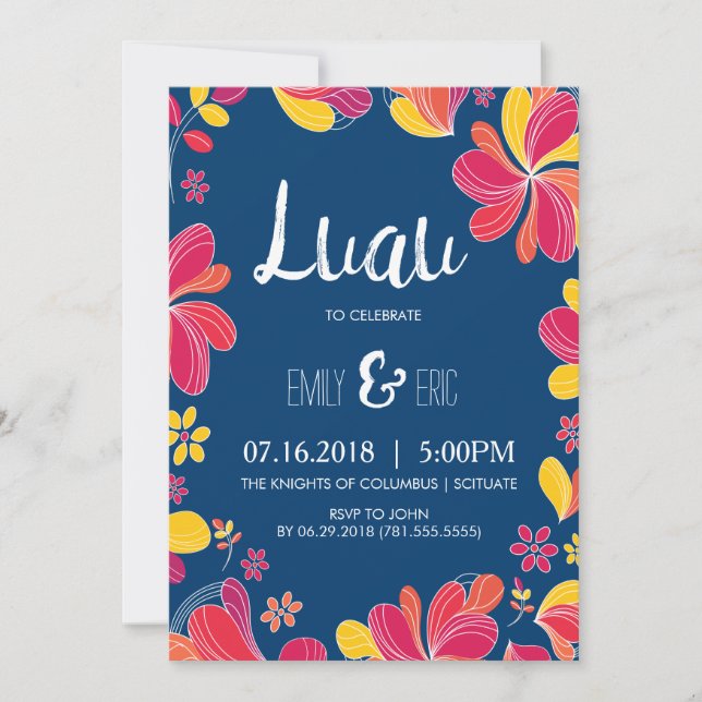 Luau Invite - Hawaiianische Tropische Party Einlad Einladung (Vorderseite)