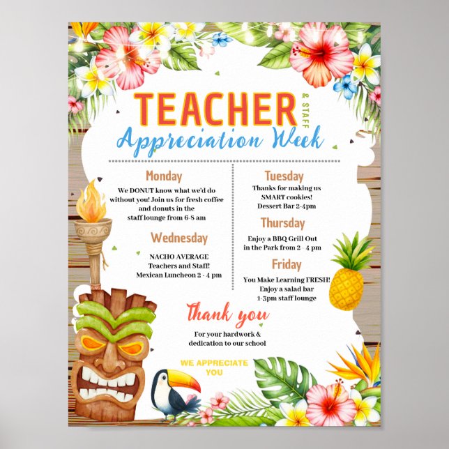 Luau-Lehrer-Dankeswoche-Programm Poster (Vorne)