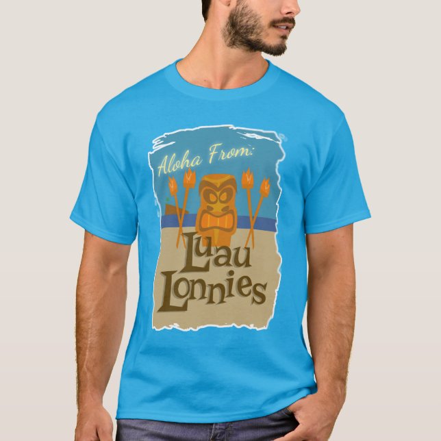 Luau Lonnies Fun Fictional Tiki Bar Cartoon T-Shirt (Vorderseite)