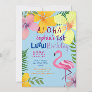 Luau Mädchen 1. Geburtstagseinladung Einladung
