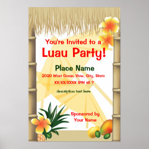 Luau Party Announcement Poster